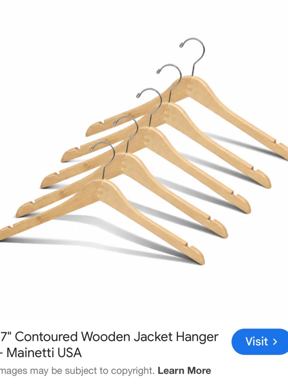 Hangers Set of Contoured Wooden Jacket Hangers - Natural Wood By JML 60 Hangers